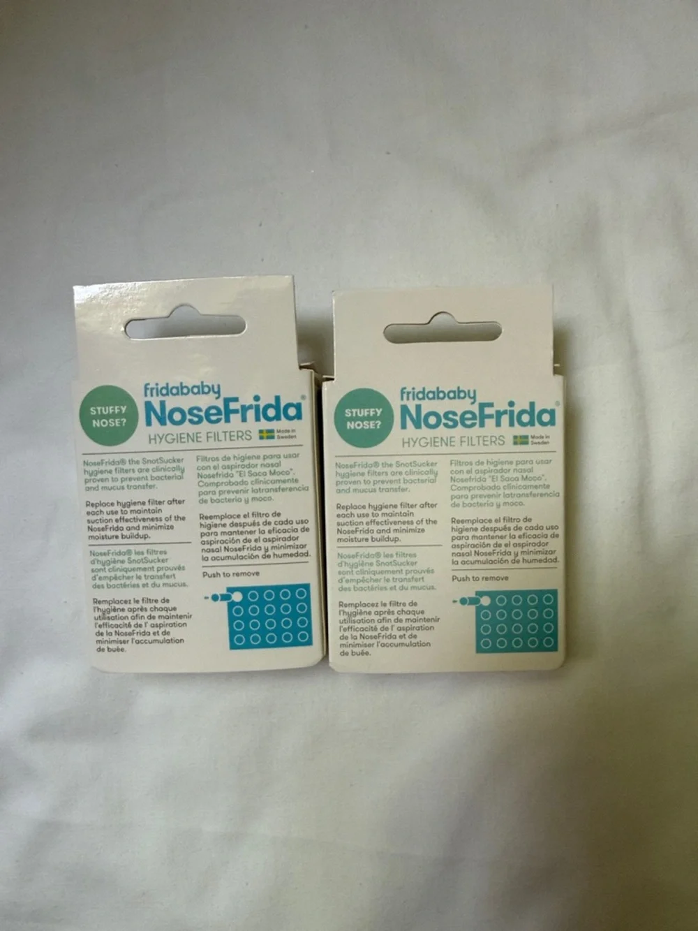 fridababy NoseFrida Hygiene Filters - White & Teal Packaging + fridababy windi